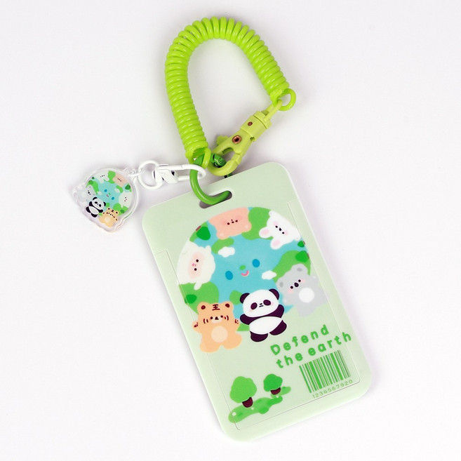 동물 캐릭터 스프링 스트랩 카드홀더 포카홀더 사원증 학생증 명찰 케이스 7종(키링 포함)