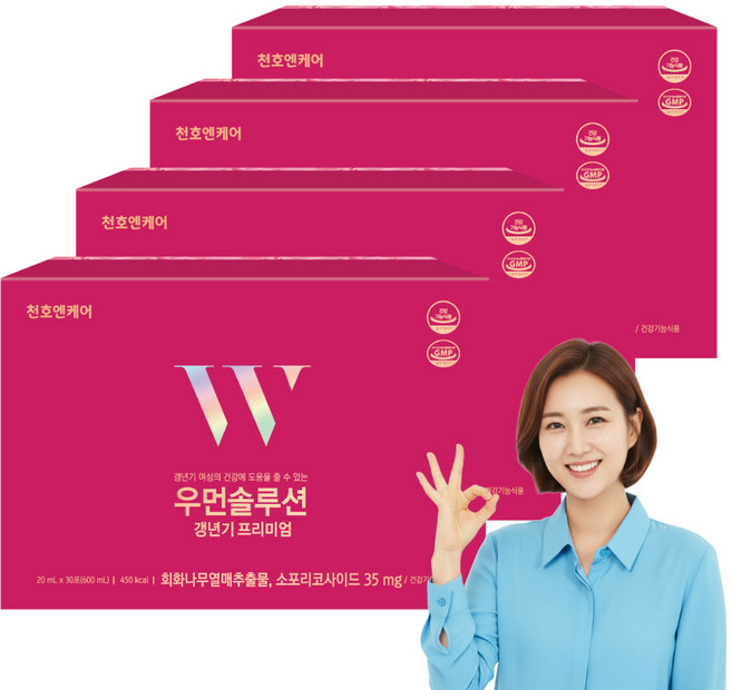 천호엔케어 우먼솔루션 갱년기프리미엄 20ml x30포 갱년기영양제 여성갱년기, 600ml, 4개