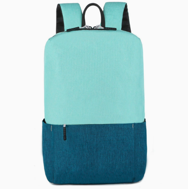 簡約時尚親子背包 素色情侶背包 運動撞色背包, 小號-綠藍