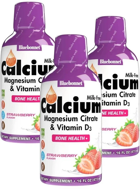 블루보넷뉴트리션 액상 칼슘 마그네슘시트레이트 비타민D3 딸기 맛 473ml 3개 - 쿠팡
