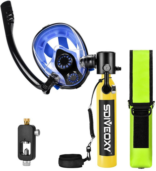 [unclehome4989] 미니산소통 수중호흡기, 옐로우 + 소형 가방 + 어댑터