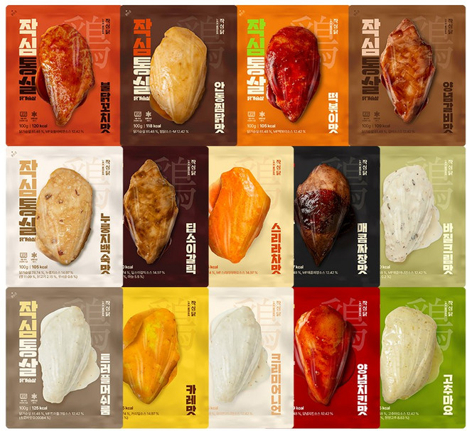 작심닭 작심통살 닭가슴살 14종 혼합구성, 14개, 100g