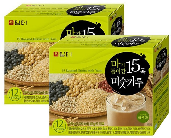 [조한스토어] 담터 마가 들어간 15곡 미숫가루 24T (12T ) 스틱 분말, 20g, 2개