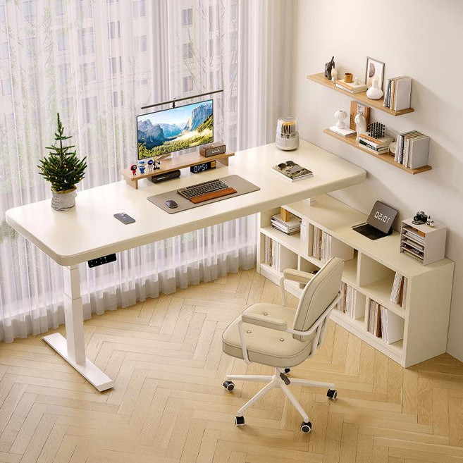 미브 수동모션데스크 조절 높은 데스크 스탠딩 모션, 책장 코너형