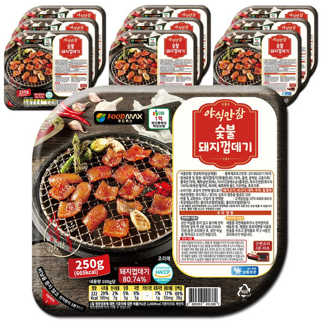 야식만참 숯불돼지껍데기, 10개, 250g