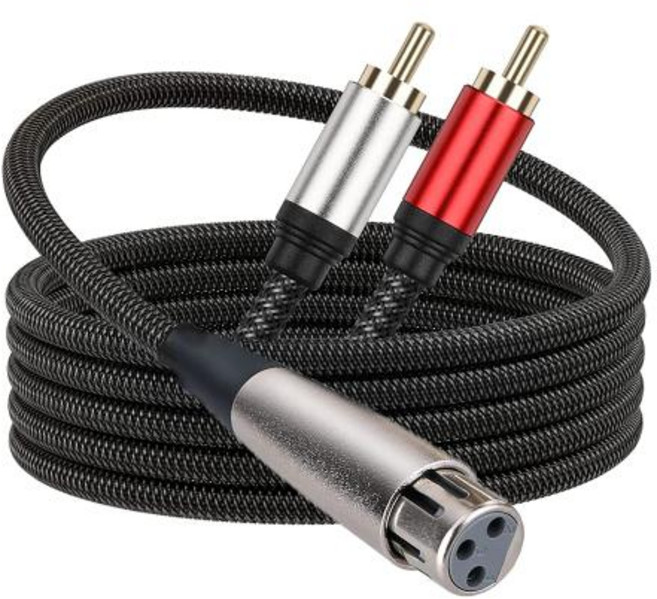 음향 Nku 3 핀 XLR 수-듀얼 RCA 수 Y 스플리터 삽입 2RCA-XLR 스테레오 오디오 상호 연결 케이블 스피커 마이크 믹서용, 02 XLR Female to 2RCA_03 3m, 1개