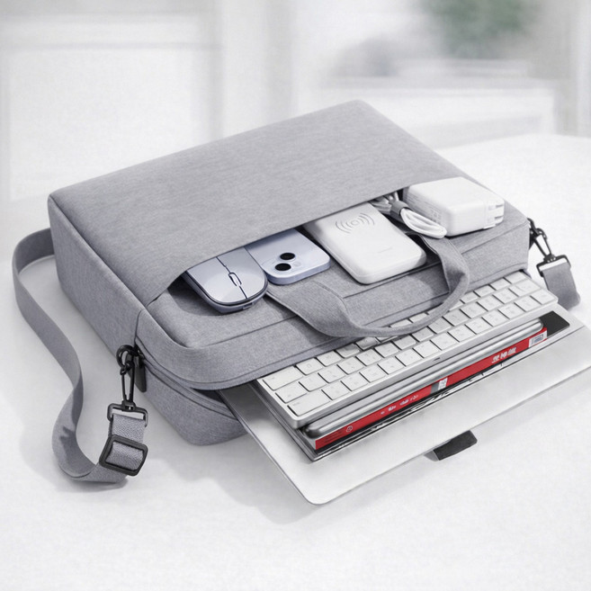 벨나로 두꺼운 대용량 노트북 파우치 가방, 1개, 그레이