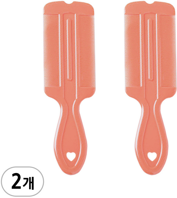 플라스틱 손잡이 참빗 비듬제거 두피각질 머리 서캐빗, 2개, 피치