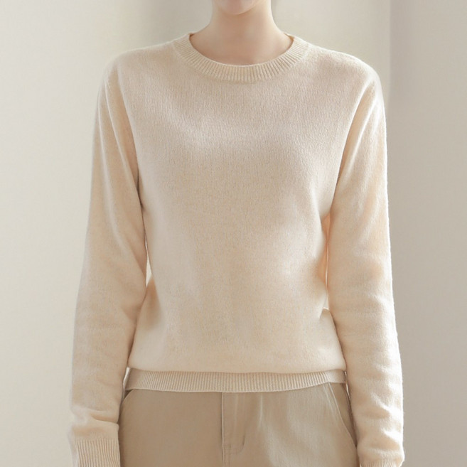 클레이스 울100% 캐시미어 호주산 양모 여성 라운드넥 니트