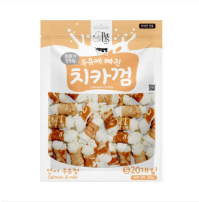 펫어스 강아지 치카껌 간식, 320g, 1개, 혼합맛(연어/우유)