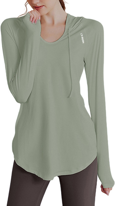 ECUPPER 여성 루즈핏 롱슬리브 요가 러닝 필라테스용 후드 긴팔티셔츠