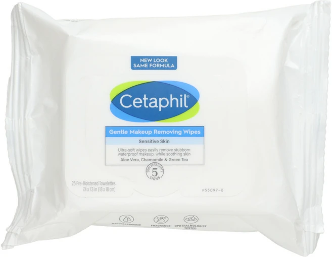 Cetaphil 젠틀 메이크업 리무빙 와입스 물티슈 25매입 2팩, 1개 - 쿠팡