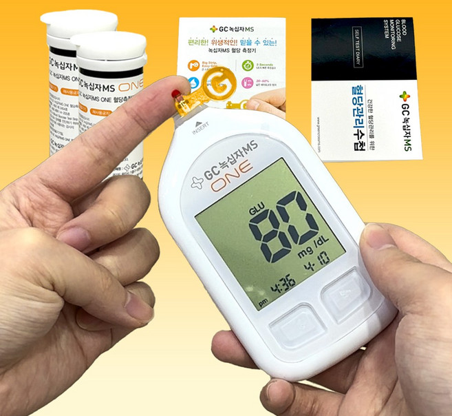 녹십자 MS ONE 혈당측정기 시험지100매+침100+알콜솜100 당뇨 당 체크기 검사기, 1개