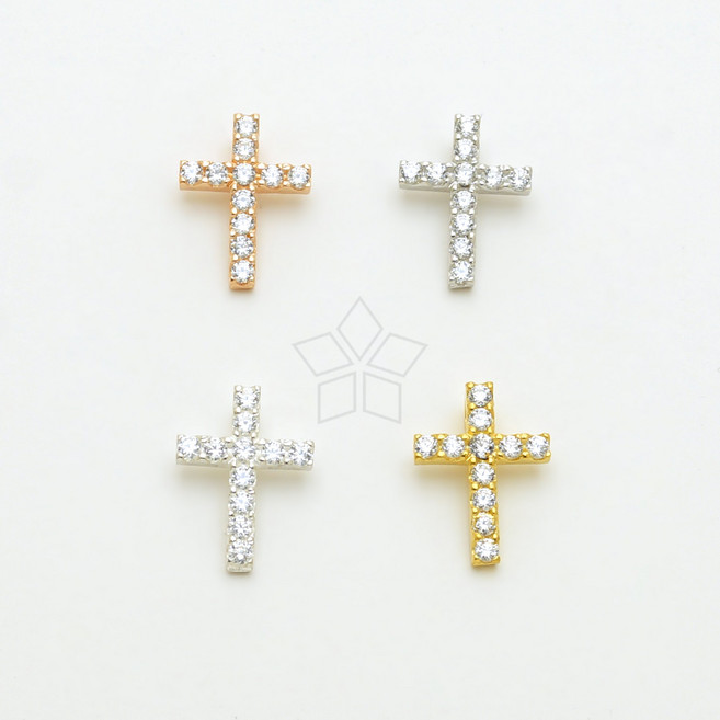 [엔비즈] 실버925 큐빅 십자가 목걸이용 펜던트 실버 악세사리 재료