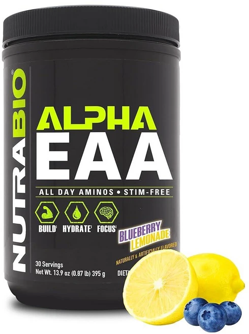 NutraBio Alpha EAA - 근육 성장 및 수분 공급을 위한 하루 종일 아미노산 - 방향성 및 강장제가 함유된 필수 아미노산 - 풀 스펙트럼 EAA BCAA 파우더 -, NutraBio Alpha EAA - 근육 성장 및 수, 1개, 446g - 쿠팡