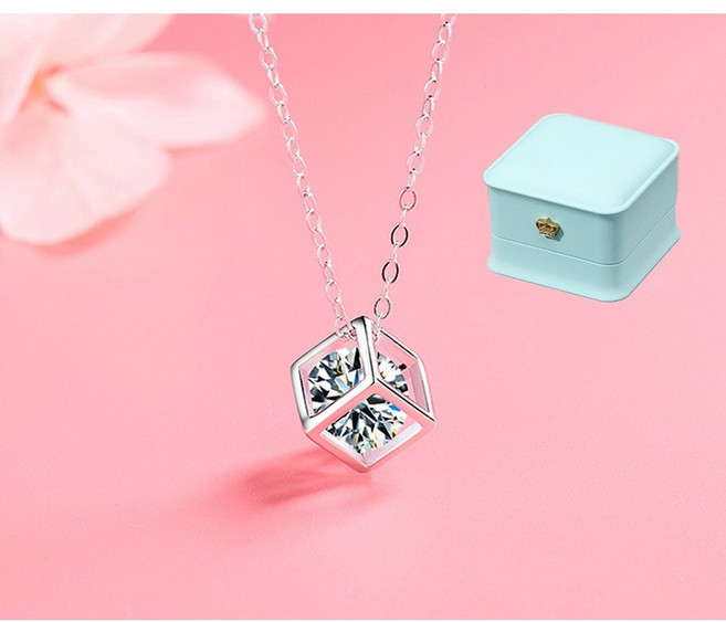 르떼르넬 JSNC010 Silver 미니 네모 큐브 여자 실버 목걸이 은목걸이