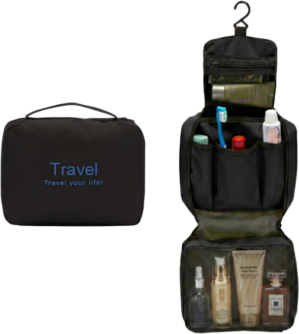 어썸트립 컬러 여행용 고리달린 워시백 방수 세면도구 파우치