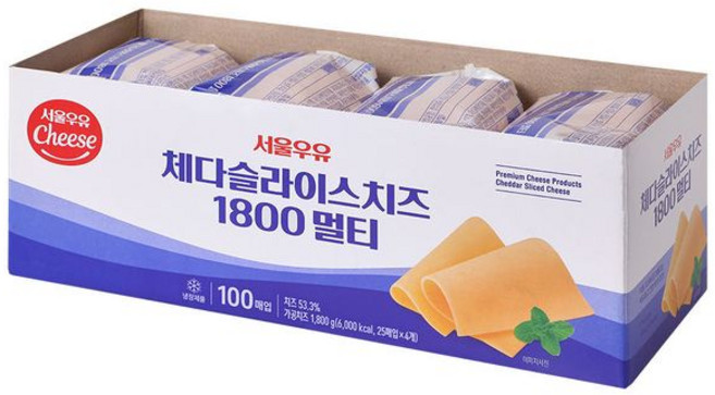 서울우유 체다슬라이스치즈 멀티, 100개, 18g