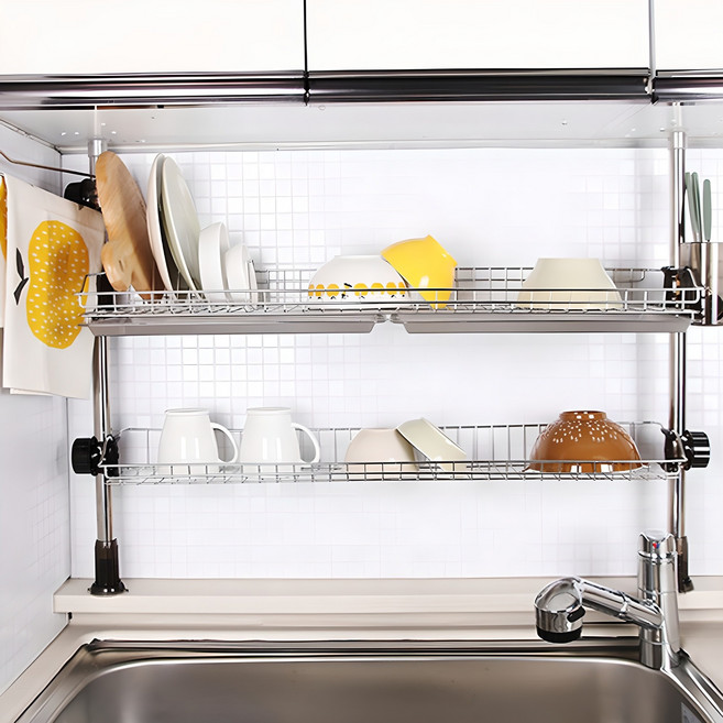 국내 제조 기둥식 싱크대선반 800 + 싱크롤선반 6롤, 2단, 1세트