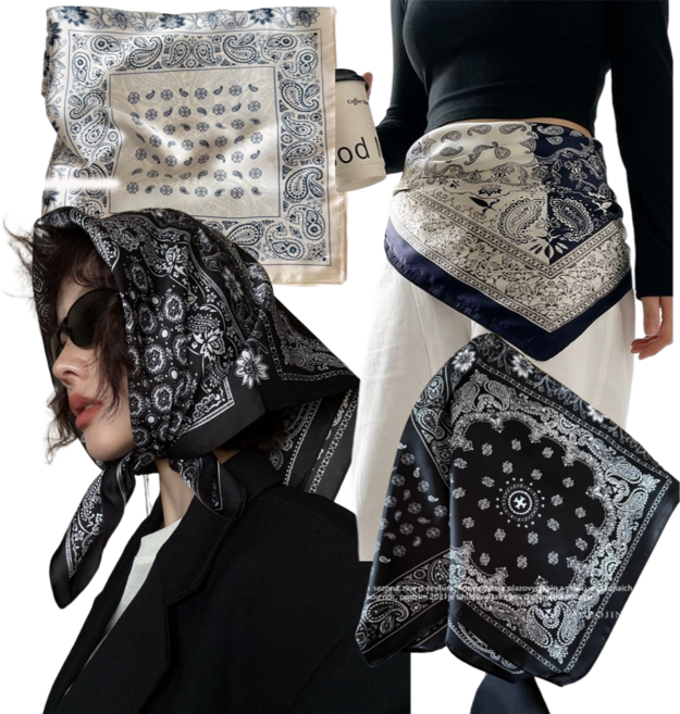 마우셀 빅사이즈 70x70cm 부드러운 반다나 런닝 등산 페이즐리 12컬러 반다나 페이즐리 레트로 동아 스카프 등산 캠핑 손수건