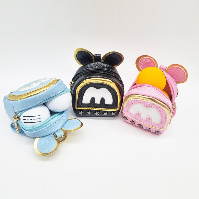 FOOI 키홀더 골프공 파우치 골프볼케이스 다용도가방 주머니 5시, 블랙, 1개