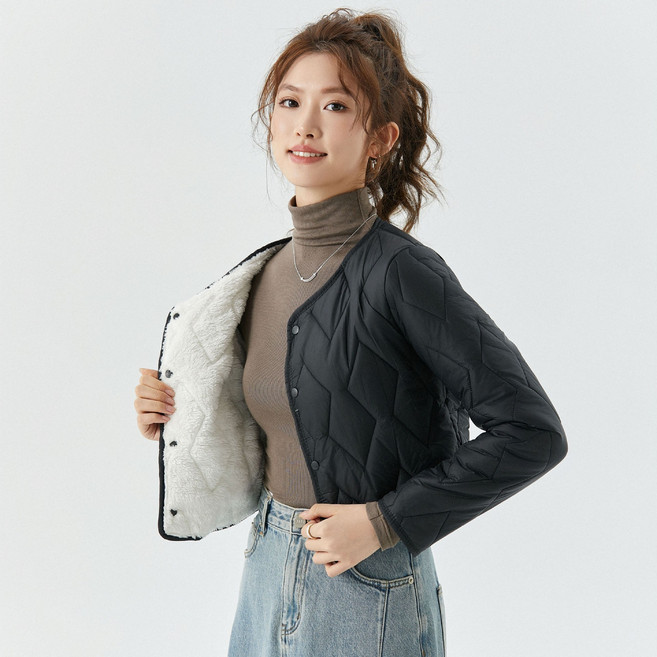 여성 패션 기묘 숏 크롭패딩 보온 안감 SH1268