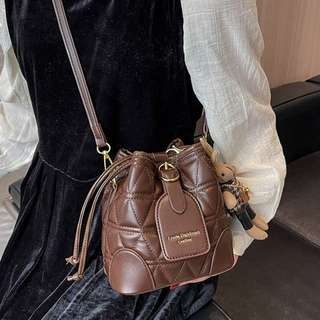 보니타콜렉티드 [키링+가방set] 도톰 퀄팅 패턴 미니 복조리 버킷백 데일리 미니 크로스백