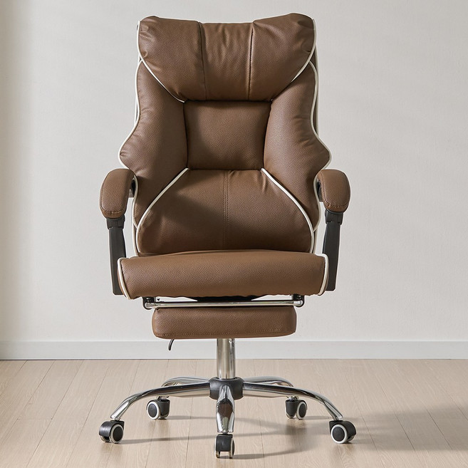 타이저 게이밍 컴퓨터 침대형 사무용 리클라이너 중역 사무실 의자, 브라운