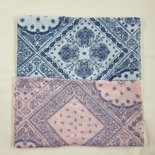 페이즐리 가제 국산 면 저자극 반다나 손수건 스카프 2장 세트