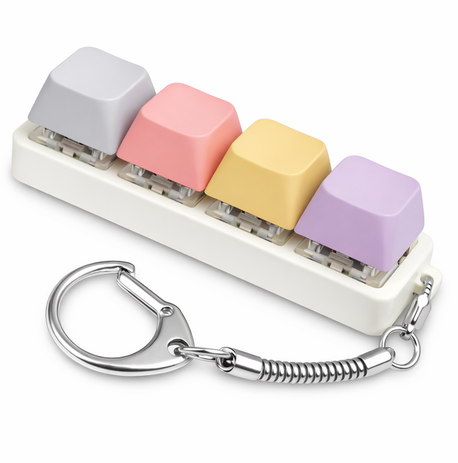 딸깍이 키캡 키링 4구 마카롱 키보드 피젯 장난감 파인드앤드랍, 마카롱 계열 4구, 1개