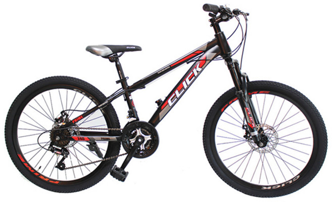 클릭 시마노21단 디스크 MTB 자전거 프라임24D 방문설치, 블랙레드, 1개, 160cm