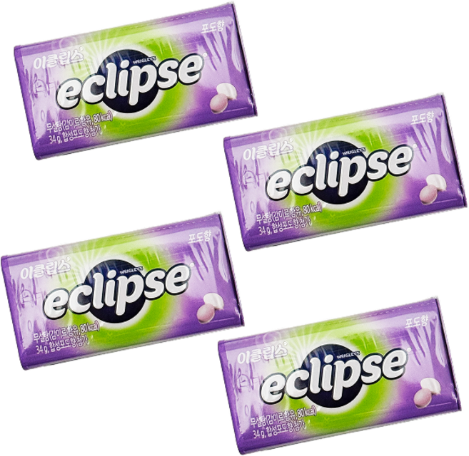 이클립스 캔디 포도맛 포도향 1+1+1+1 (신제품) + 사은품(랜덤), 34g, 1세트