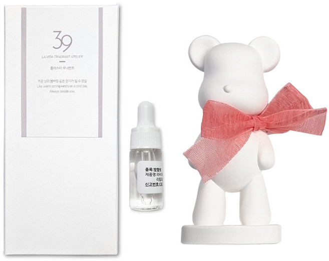 스탠딩베어 핑크 리본 석고 프래그런스 오너먼트, 라벤더샤워