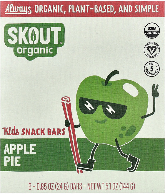 Skout Organic 어린이용 스낵 바 라즈베리 러쉬 바 6개 각 24g(0.85oz) Organic (스카우트 오가닉), Skout Organic, 어린이용 스낵 바, 라즈베리, 1