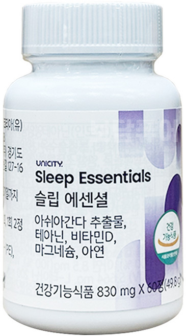 유니시티 슬립 에센셜 60정 +포켓물티슈 증정, 1개, 49.8g