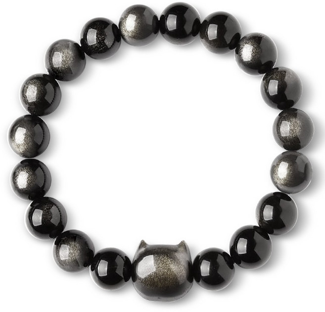 천연 금요석 은요석 다크나이트 요정 운송 평안 동반 사업 성공 럭키 부적 팔찌 8 mm