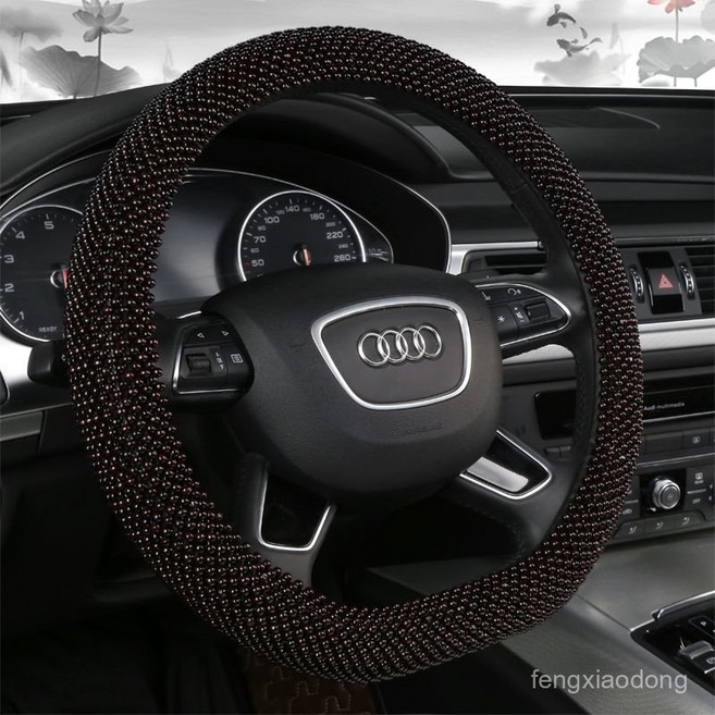 D타입 순수 핸드메이드 사계절 공용형 미끄럼 방지 땀흡수 자동차 여름구슬 핸들커버, D금주-통목주