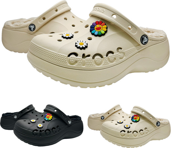 [털크록스 정품] CROCS 겨울 크록스 키높이 여성 바야플랫폼 +모아츄 악세서리 포함