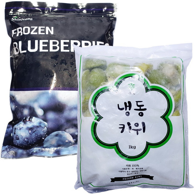 힘찬푸드 프리미엄 냉동과일, 1세트, 30_블루베리1kg+키위1kg