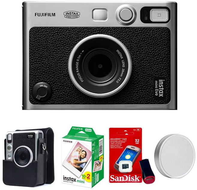 인스탁스 미니에보 EVO 블랙 카메라+전용가방+필름20장+선물SET, 블랙+선물SET, 필름 20매+가죽케이스[블랙], 1개