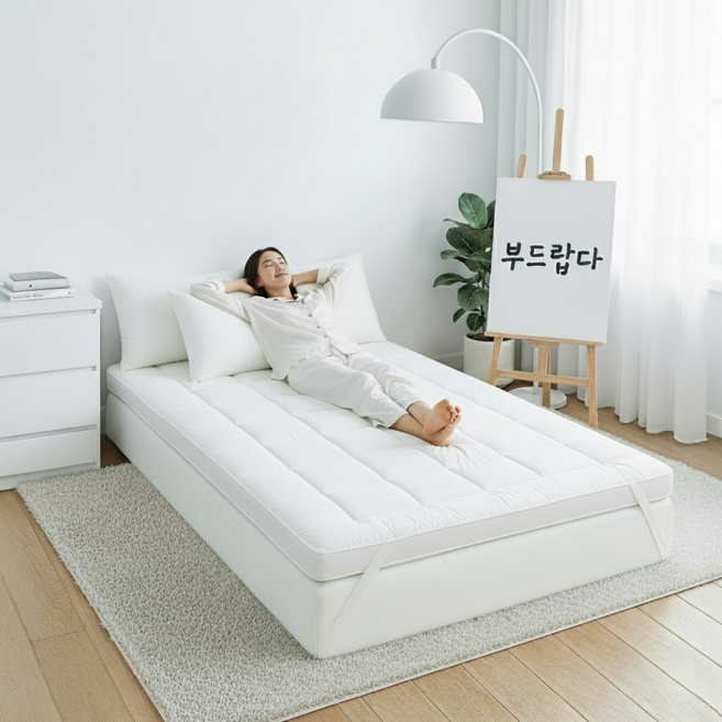 SINEET 사계절 침대 토퍼 매트리스 푹신한 매트리스 KIC793, 화이트