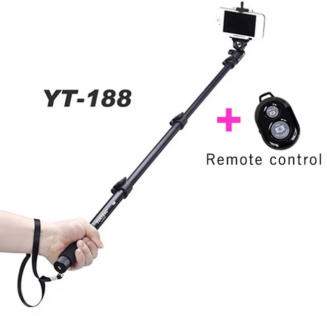 윤텡 188 / YT228 올 디지털 SLR DSLR 카메라 스마트폰 휴대폰용 휴대용 확장형 핸드헬드 텔레스코픽 모노포드, [04] YT188 2in1 KIT