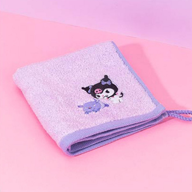 귀여운 산리오 케릭터들이 자수로 수놓아진 프리미엄 핸드타월, 1개, 쿠로미