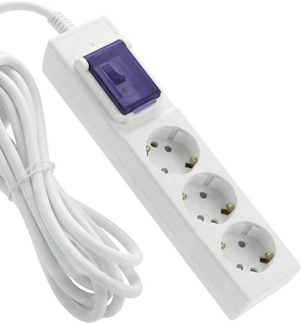 DAMDA 고용량 에어컨 히터 안전 멀티탭 16A 전기선, 3구 누전, 1개, 1.5m