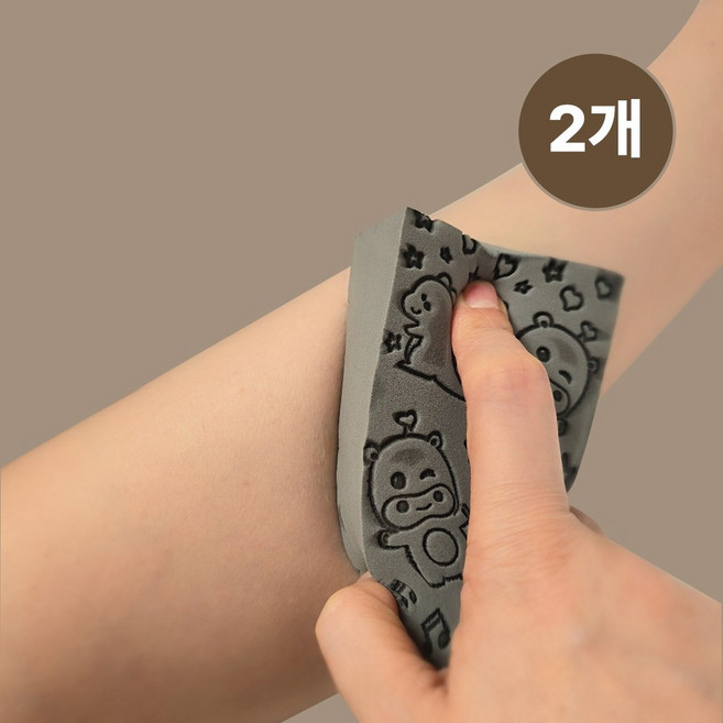 벨지안 저자극 때밀이 스폰지, 1세트, 2개입, 그레이