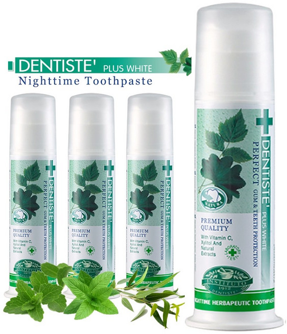 덴티스테 플러스화이트 나이트타임 펌프 치약, 170g, 4개입