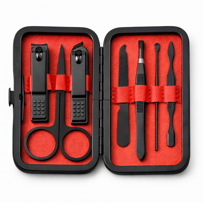 TRIVON 트리본 7종 손톱깎이 세트 네일 휴대용 올인원, 1세트, 블랙