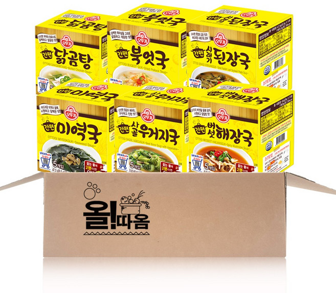 오뚜기 간편블럭국 6종 기획세트 2호(미역국+사골우거지국+버섯해장국+시래기된장국+닭곰탕+북엇국), 1개, 292.5g