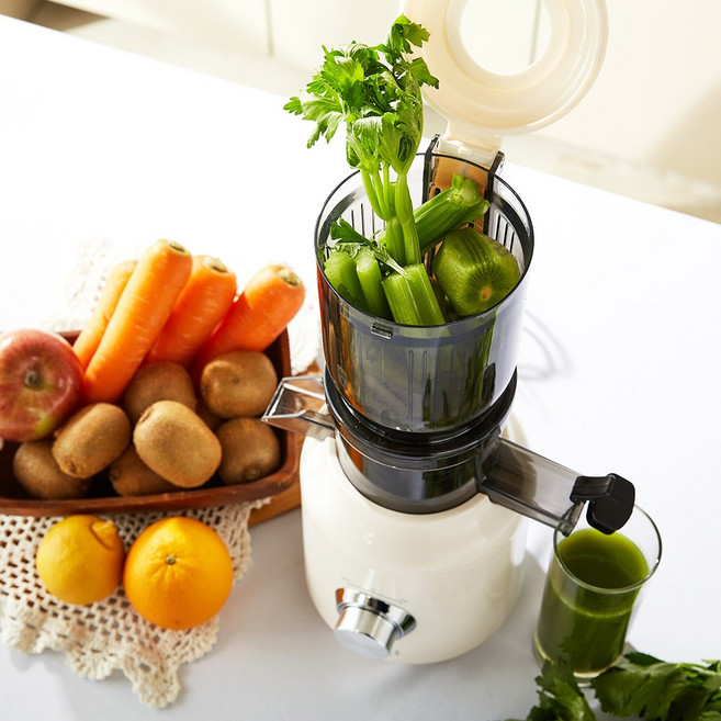 더 퀸 벨로 가정용 저속 착즙기 원액기 슬로우 쥬서기 간편세척 화이트크림