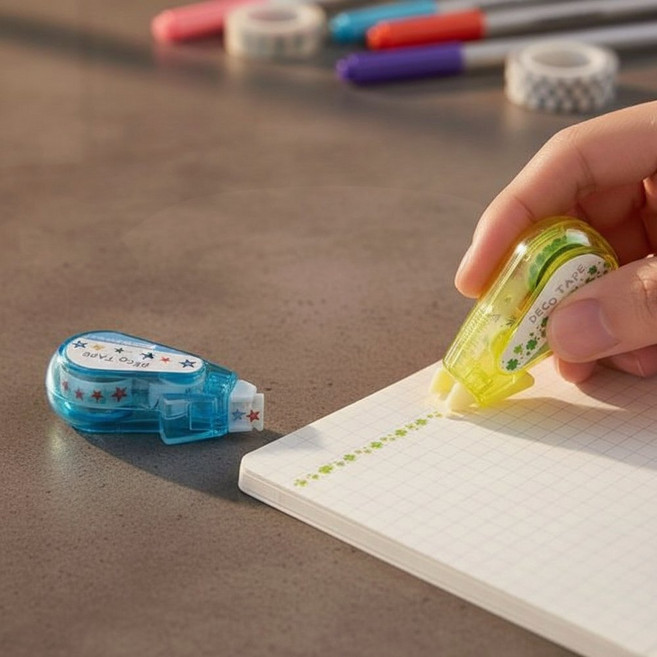 다꾸 마스킹 데코테이프 다이어리 수정테이프 스티커 문구 펜 플래너, 1개, 1jsb 블루